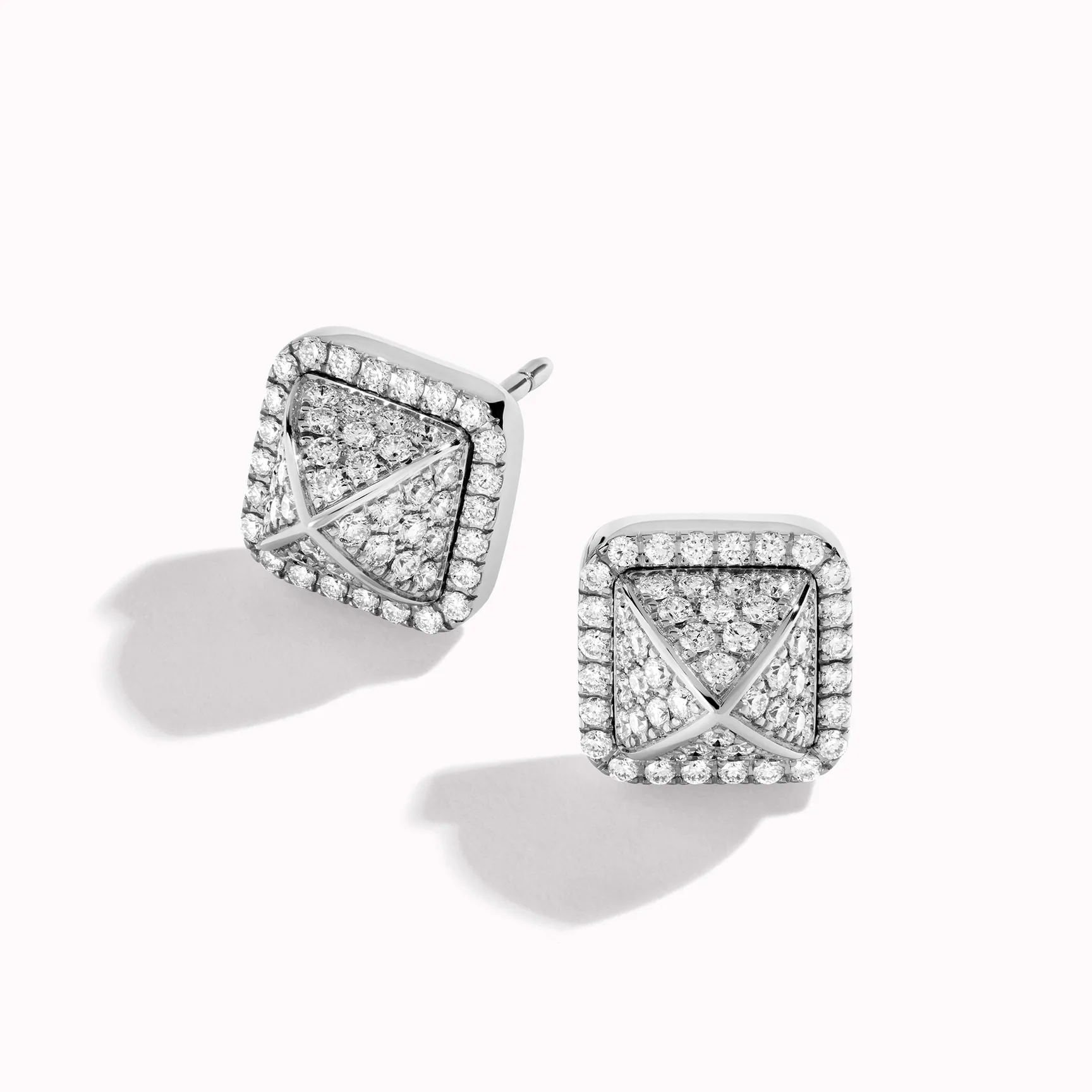 Marli Cleo Full Diamond Pyramid Stud Earrings In White Gold Cleo E8 co
