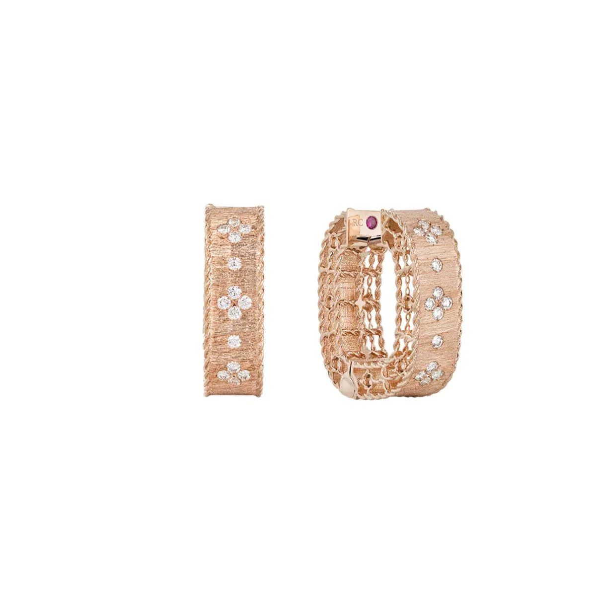 Roberto Coin Venetian Princess Rose Gold Earrings With Diamonds 11
