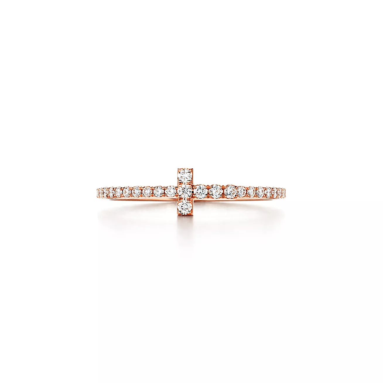 Tiffany T Diamond Wire Band Ring In 18k Rose Gold 12