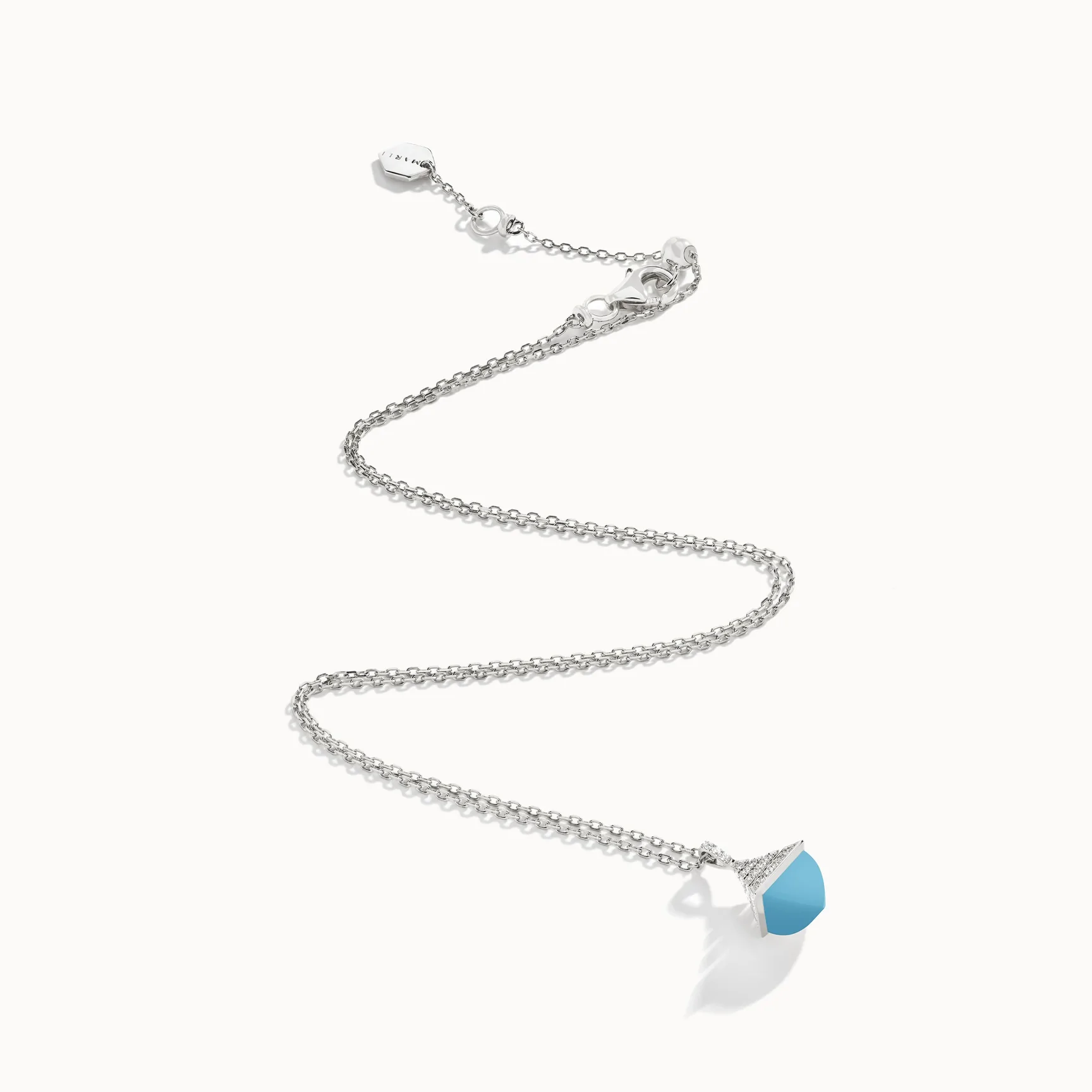 Marli Cleo Mini Rev Diamond Pendant In White Gold Set With Turquoise Cleo N37 11