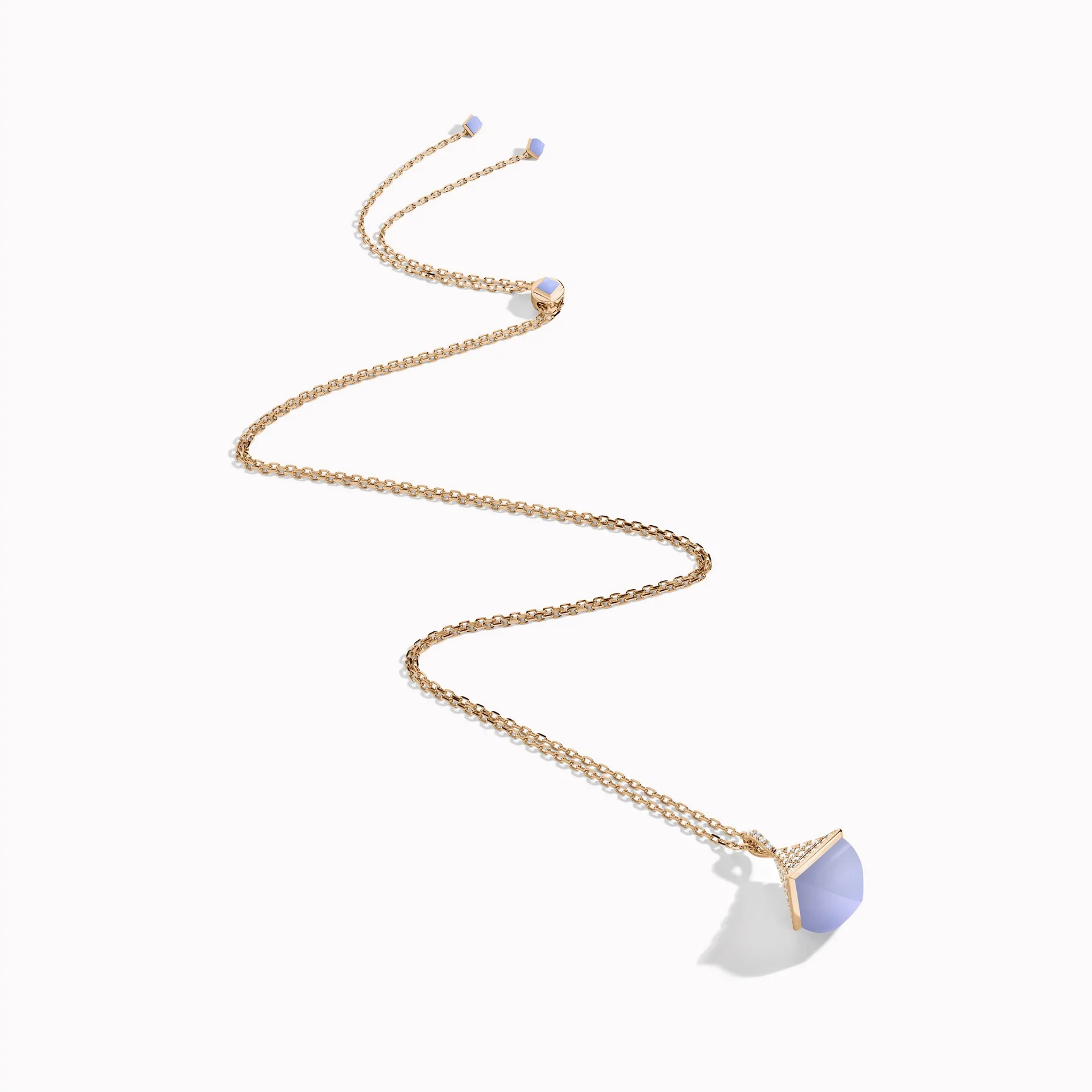 Marli Cleo Midi Rev Diamond Pendant In Rose Gold Set With Chalcedony Cleo N22 11
