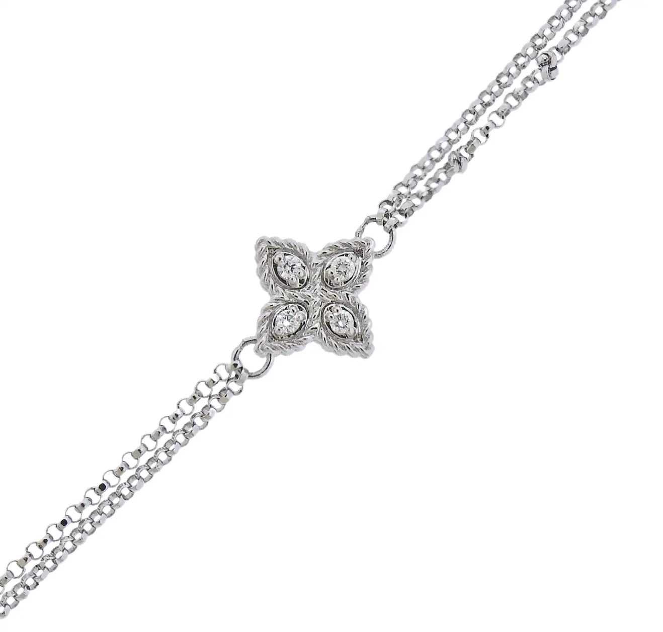 Roberto Coin Princess Flower Diamond Gold Pendant Necklace 48