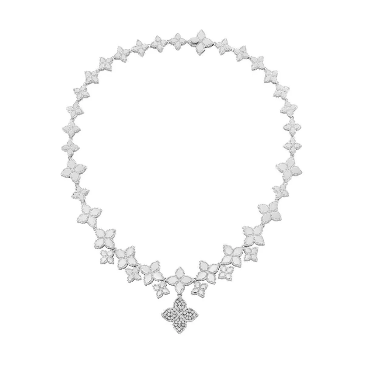 Roberto Coin Flower White Gold Necklace With Diamonds 99
