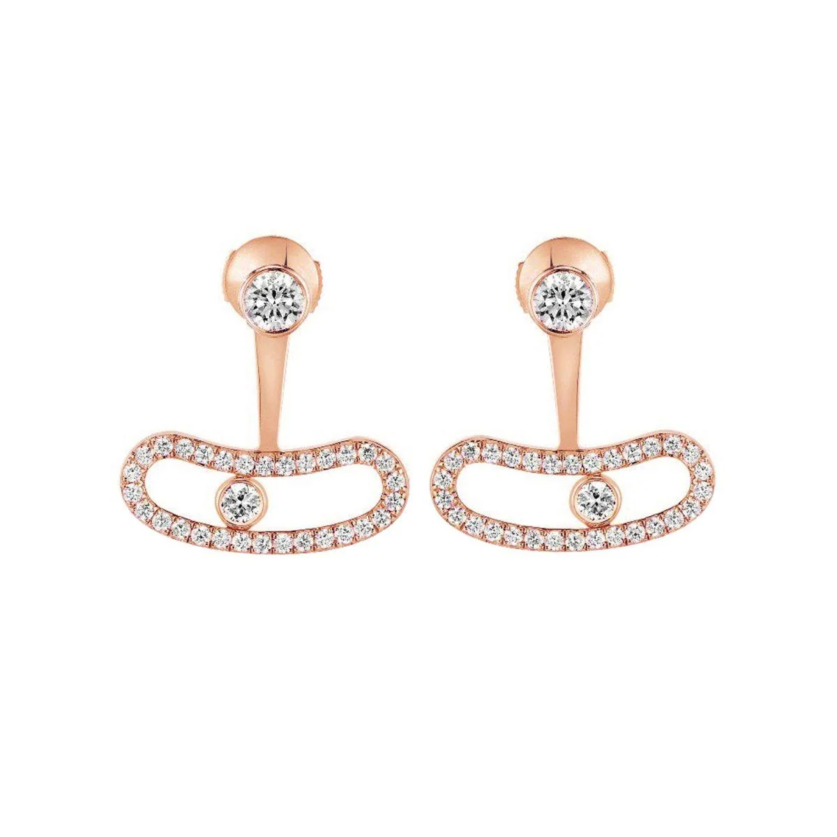 Messika Move Uno Bellow the Lobe Rose Gold Earrings 06510-PG with Diamonds