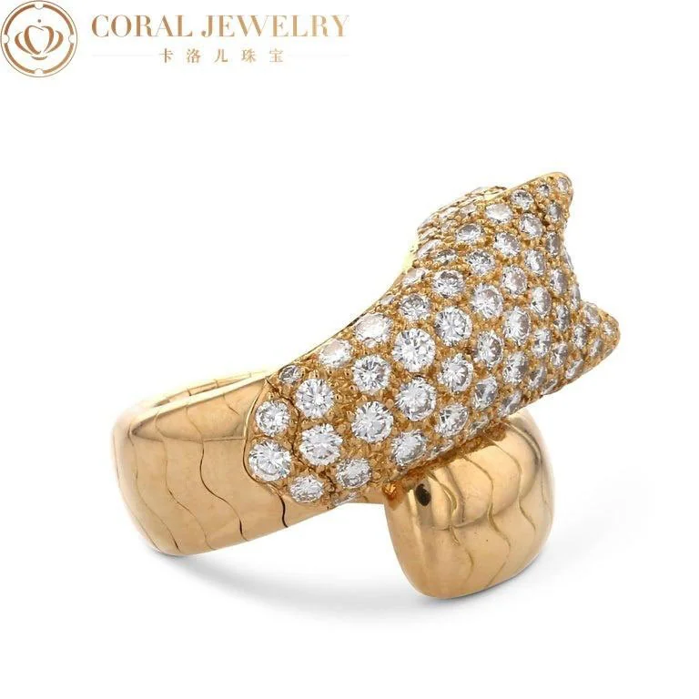 Cartier Panthère De Cartier N4224200, Yellow Gold Pave Diamond, Emerald & Onyx Bypass Ring 2