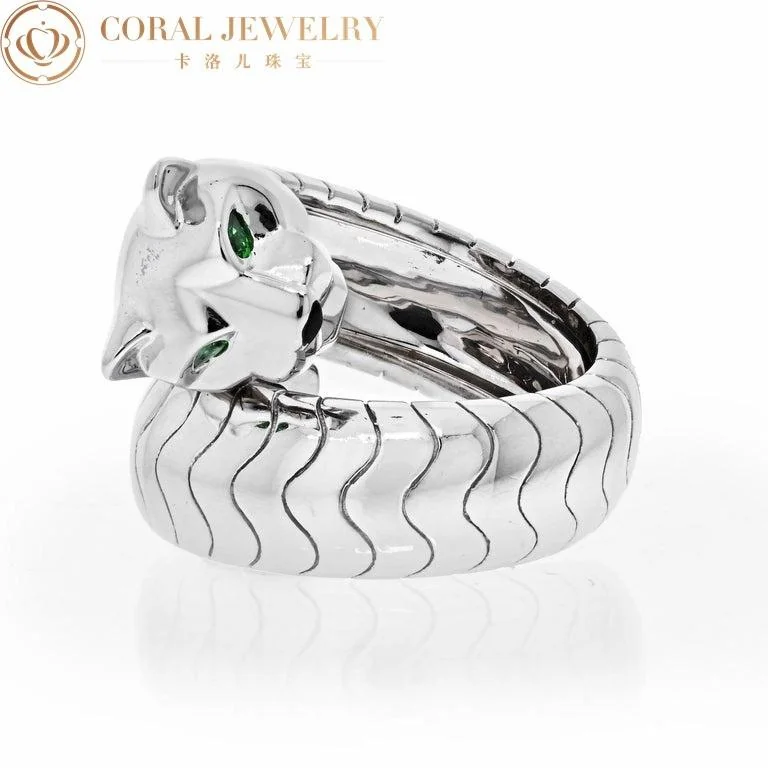Cartier Panthere De Cartier 18k White Gold High Polished Panthere Lakarda Ring Coral 48
