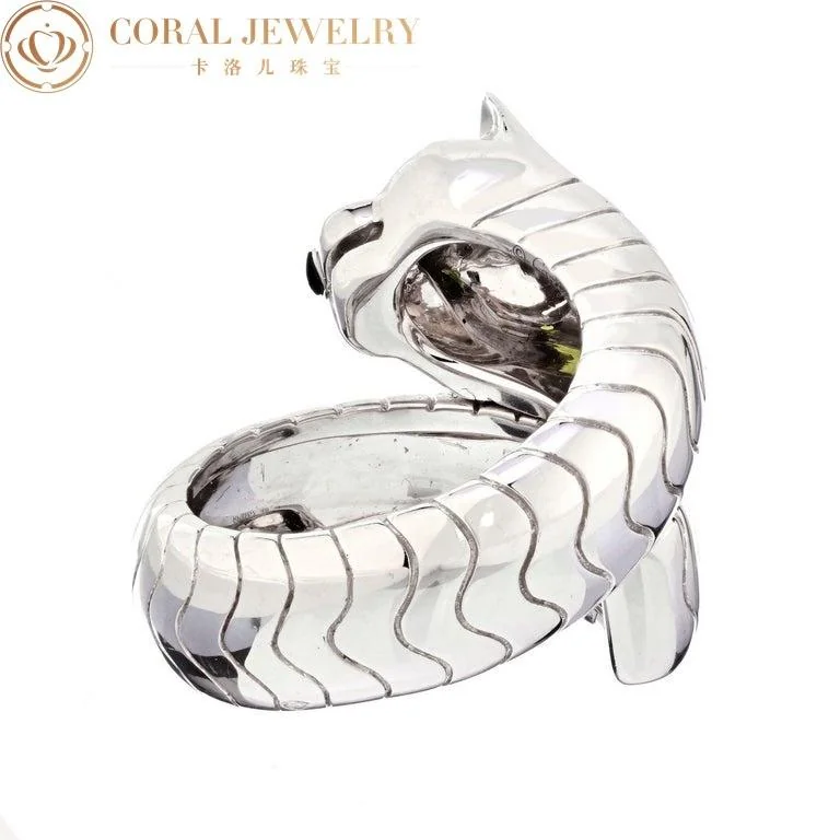 Cartier Panthere De Cartier 18k White Gold High Polished Panthere Lakarda Ring Coral 88