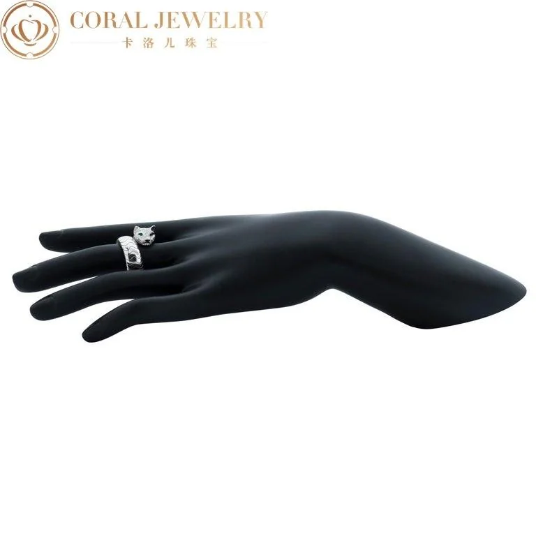 Cartier Panthère De Cartier, Pave Diamond, Emerald and Onyx Bypass Ring in 18k White Gold N4224100 8