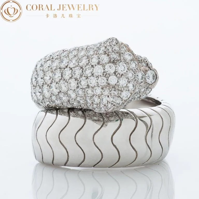 Cartier Panthère De Cartier, Pave Diamond, Emerald and Onyx Bypass Ring in 18k White Gold N4224100 9