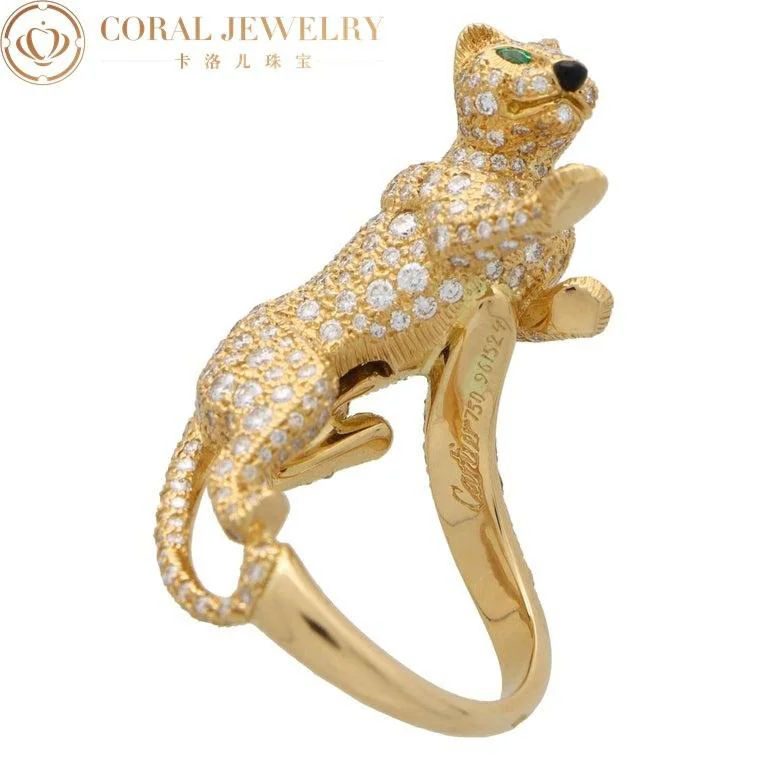 Cartier Panthère De Cartier Ring, Yellow Gold Diamond and Green Garnet Walking6