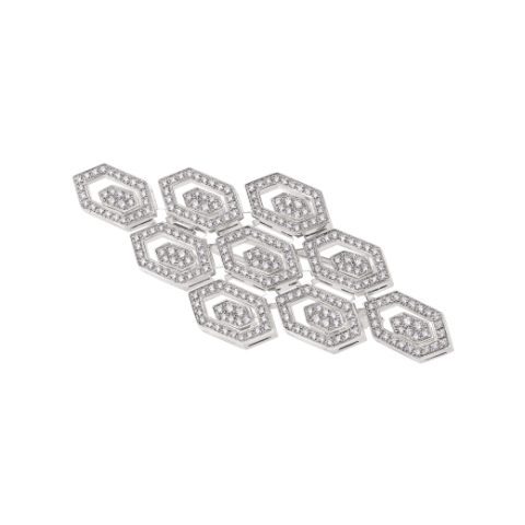 Bulgari Serpenti 18 Kt White Gold Brooch Set With Pave Diamonds Ref 3