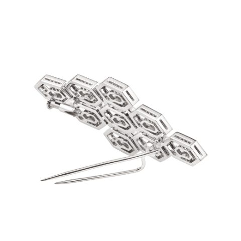 Bulgari Serpenti 18 Kt White Gold Brooch Set With Pave Diamonds Ref-5
