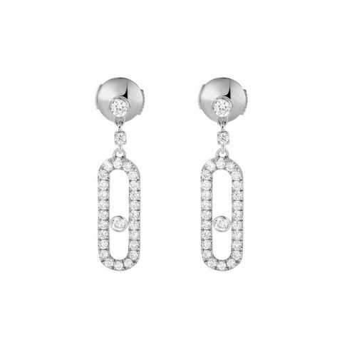Messika Move Uno Stud White Gold Earrings 05631-WG with Diamonds