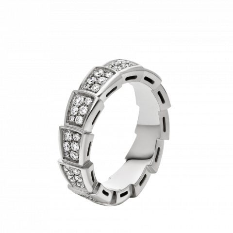 Bulgari Serpenti Viper White Gold And Diamond Pave Ring An857940 coral