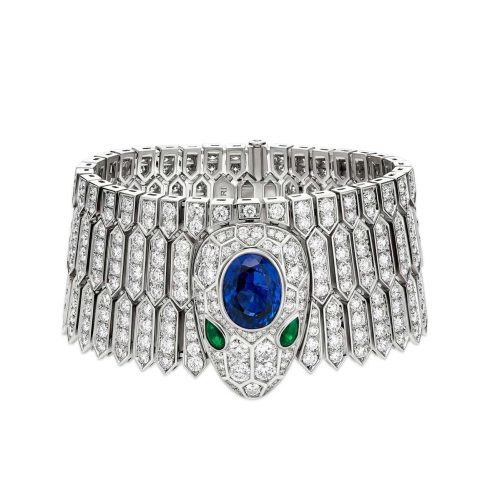 Bulgari Serpenti White Gold Bracelet With Sapphires Emeralds And Diamonds 262173