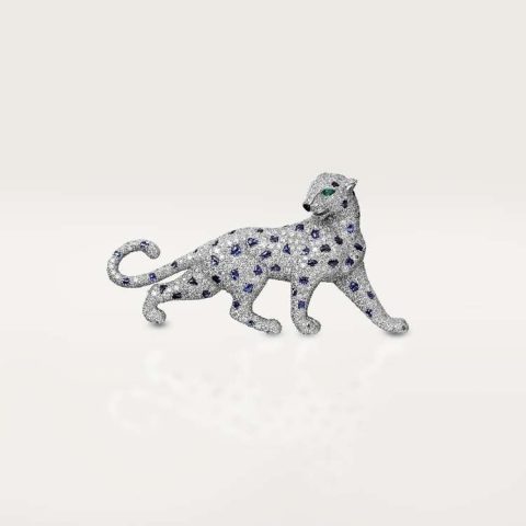 Cartier Panthère De Cartier Brooch H5000025, White Gold, Sapphires, Emeralds, Onyx, Diamonds 1