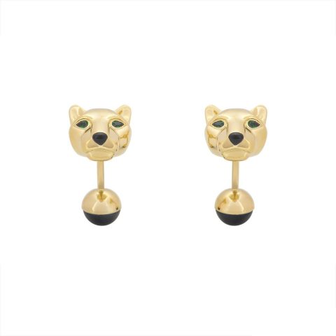 Cartier Panthere De Cartier Heads Mens Cuff Links Coral 18