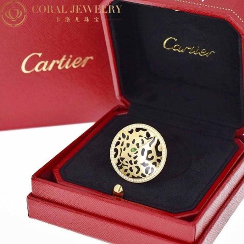 Cartier Panthère De Cartier Ring, yellow Gold Diamond Tsavorite Lacquer 3