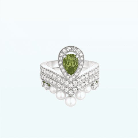 Chaumet Joséphine Aigrette Ring 083301-083292 White Gold Peridot Diamond Combination Rings