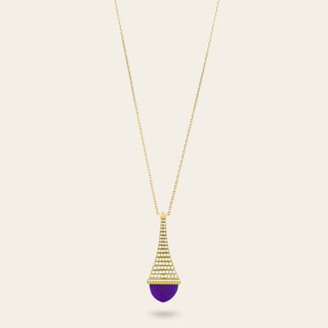 Marli Cleo Rev Diamond Pendant In Yellow Gold Set With Amethyst Cleo N29 Coral 56