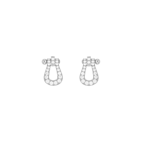 Fred Force 10 Medium Model Earrings In White Gold And Diamonds Ref 8b0234 Coral 18