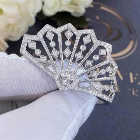 Garrard Fanfare Diamond And Mother Of Pearl Ring In 18ct White Gold 78