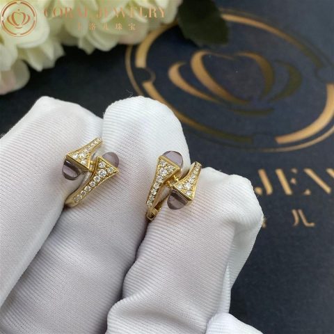 Marli Cleo Diamond Huggie Earrings In Yellow Gold Set With Amethyst Cleo E20 Coral 24