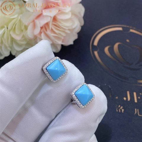 Marli Cleo Diamond Stud Pyramid Earrings In White Gold Set With Turquoise Cleo E3 Coral 44