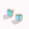 Marli Cleo Diamond Stud Pyramid Earrings In Yellow Gold Set With Sea Blue Chalcedony Cleo E3 11