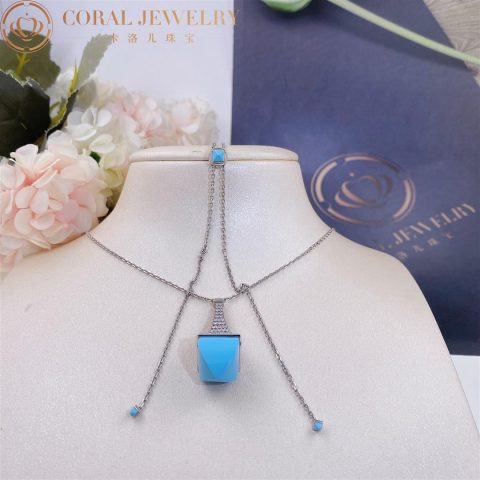 Marli Cleo Midi Rev Luxe Diamond Pendant In White Gold Set With Turquoise Cleo N39 Coral 33