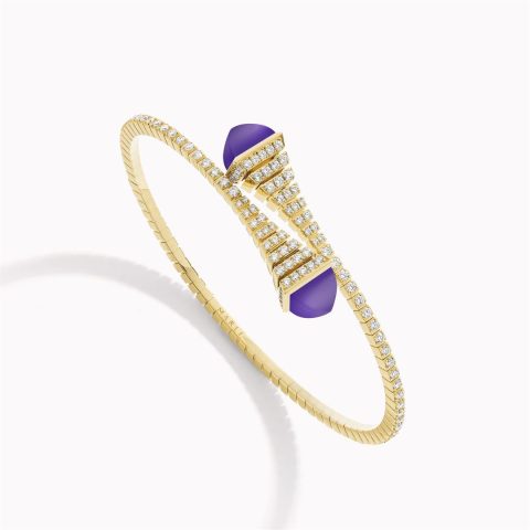 Marli Cleo Rev Diamond Slim Slip On Bracelet In Yellow Gold Set With Amethyst Cleo B27 co
