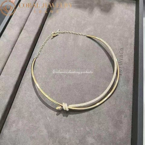 Tiffany Knot Double Row Necklace In Yellow Gold With Diamonds Coral 88