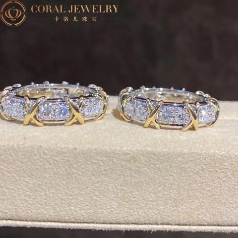 Tiffany Schlumberger Sixteen Stone Ring In Yellow Gold And Platinum Coral 16