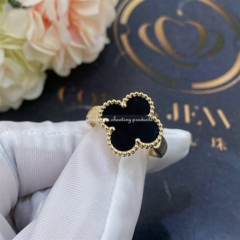Van Cleef Arpels Vintage Alhambra Ring Yellow Gold Onyx 5 Van Cleef Arpels Vintage Alhambra Ring Yellow Gold Onyx VCARA41000