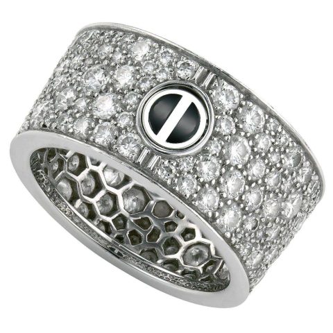 Cartier Love Ring N4210400-1 Pave Diamond White Gold Ceramic