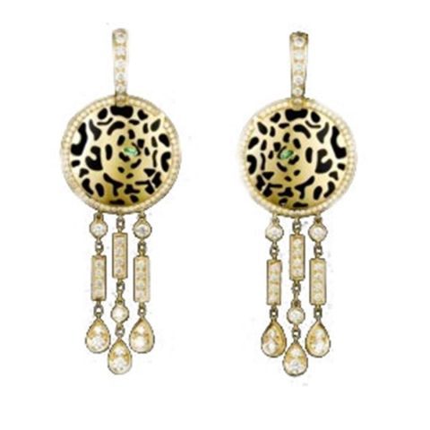 Cartier Panthère de Cartier Earrings Yellow Gold Diamond Tsavorite Lacquer Earring 1