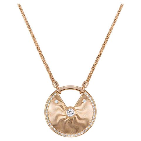 Cartier N7424234 Amulette de Cartier Diamond Rose Gold Guilloche Long Necklace 1