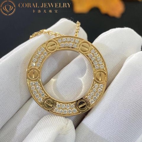 Cartier Love Necklace B7058400 Diamond-paved Yellow Gold 11
