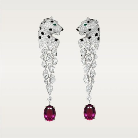 Cartier HP800671-1 Panthère de Cartier Earrings White Gold Diamonds Onyx Emeralds Ruby 1