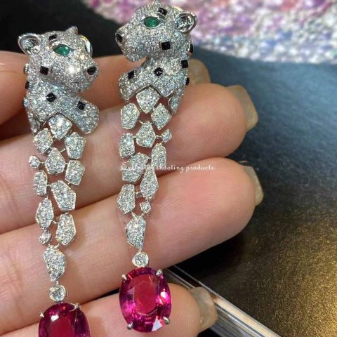 Cartier HP800671-1 Panthère de Cartier Earrings White Gold Diamonds Onyx Emeralds Ruby 5
