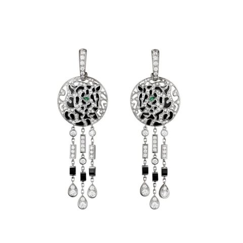 Cartier N8048000 Panthère de Cartier Earrings White Gold Emerald Onyx Diamonds 1