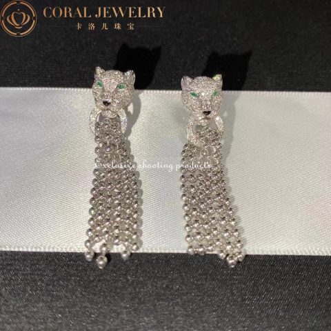 Cartier N8515073 Panthère de Cartier Earrings White Gold Emeralds Onyx Diamonds 9