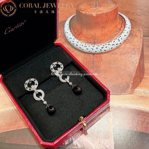 Cartier H8000746 Panthère de Cartier Earrings White Gold Onyx Diamonds 3