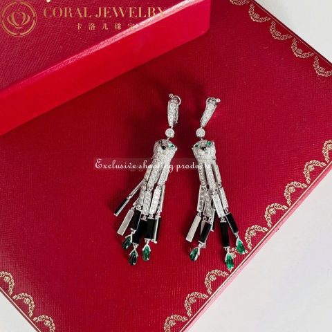 Cartier HP800976 Panthère de Cartier Earrings White Gold Onyx Emeralds and Diamonds 9