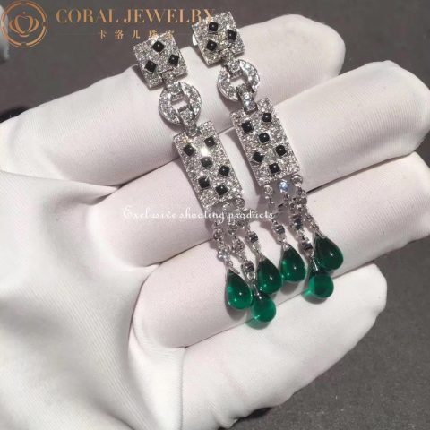 Cartier Panthère de N8026900 Cartier Earrings White Gold Onyx Emeralds and Diamonds 11