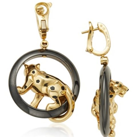 Cartier Panthère de N8504200 Cartier Earrings Yellow Gold Diamond Onyx Ceramic 1