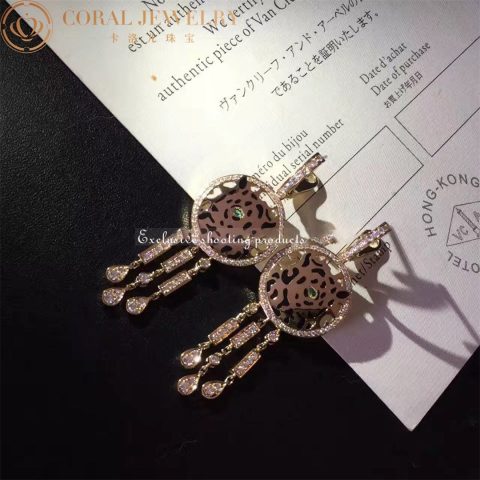 Cartier Panthère de Cartier Earrings Yellow Gold Diamond Tsavorite Lacquer Earring 4