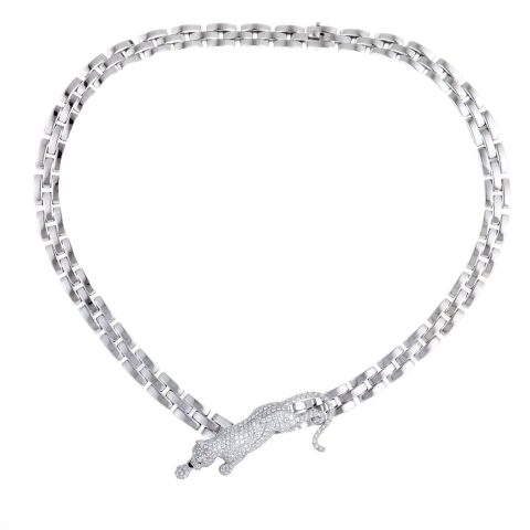 Cartier Panthère De Cartier Necklace Maillon Panthere Diamond Emerald and Onyx Collar Necklace 1