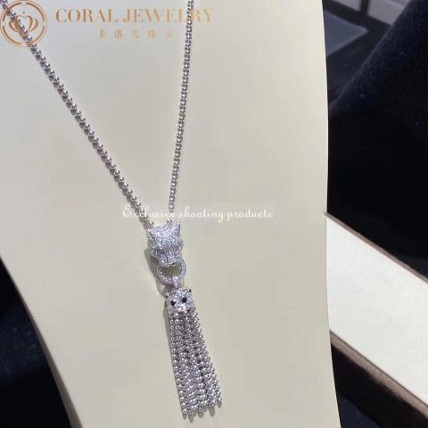 Cartier N7424122 Panthère de Cartier Necklace White Gold Emeralds Onyx 18