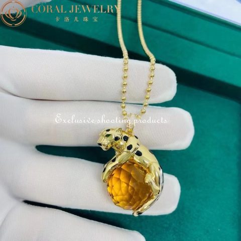 Cartier Panthère De N7424120 Cartier Necklace Yellow Gold Citrine Bead Tsavorite and 5 Diamonds 8
